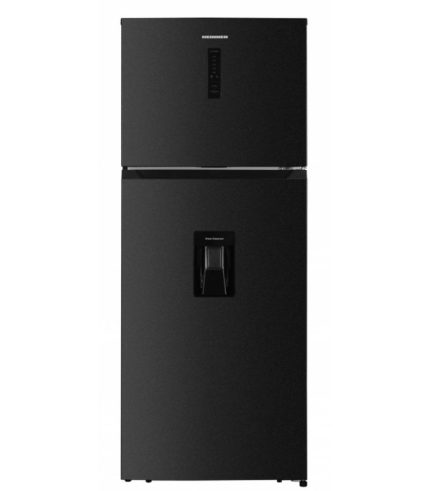 Frigider cu doua usi Heinner HF-HM413NFDXWDE++, 413 l, Full No Frost, Clasa E, Compresor Dual Inverter, Dozator de apa, Display